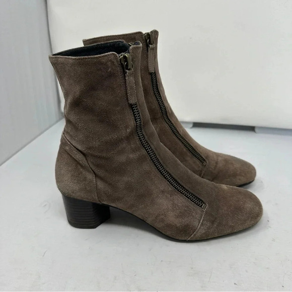 Homers Taupe Suede Leather Double Zip Booties  US‎ 7 1/2 EU 37 1/2 Spain Artisan - Picture 8 of 16